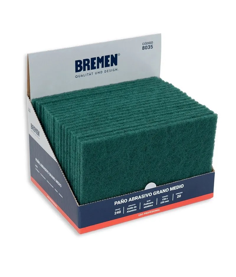 PAÑO ABRASIVO G.240 mediano (caja x 20 u.) BREMEN®  - BR8035