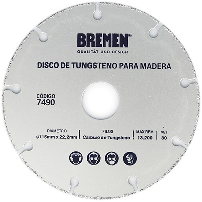 DISCO DE TUNGSTENO PARA MADERA 115 mm BREMEN® - BR7490