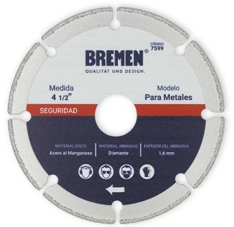 DISCO DIAMANTADO 4.5" P/CORTE METAL BREMEN®  - BR7599