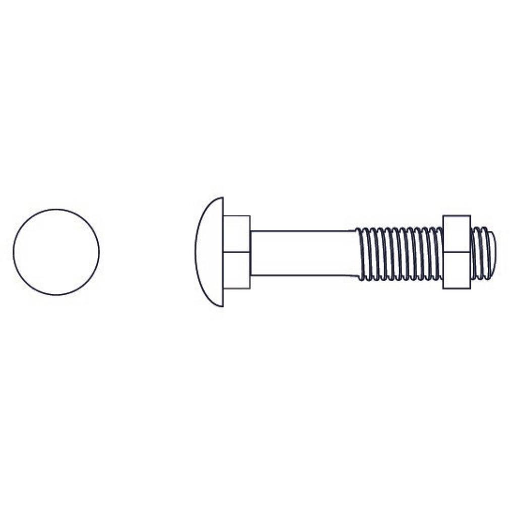 BULON  CABEZA REDONDA CON TUERCA   [016]  5/16" x 1-1/4"  (Caja x 240 uni) BREMEN® - BCR08032