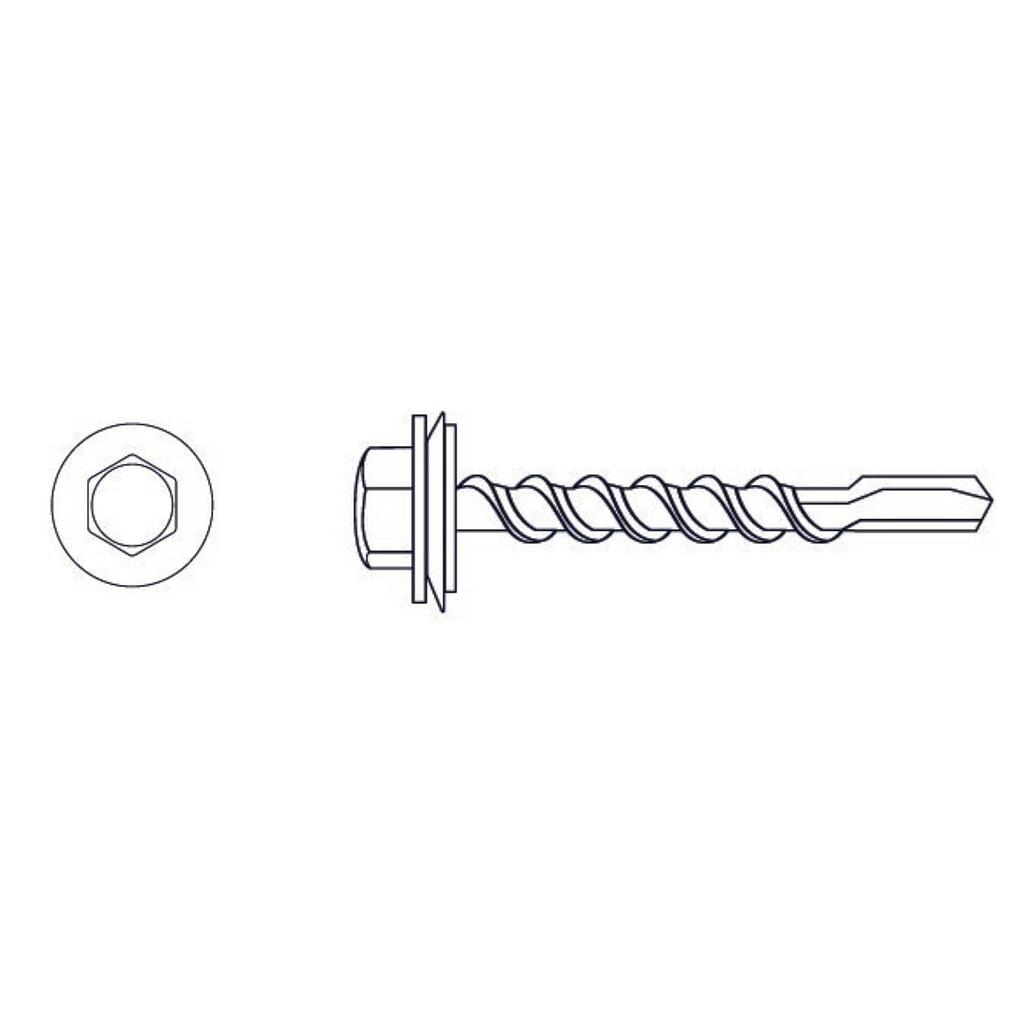 TORNILLO AUTOPERFORANTE C/ARANDELA  HEXAGONAL MECHA   14 x 1-1/2"  (Caja x 400 uni) BREMEN® - THM14038