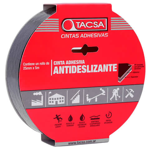 CINTA ADHESIVA ANTIDESLIZANTE NEGRA 25mm x 5mts  TACSA - TA3013