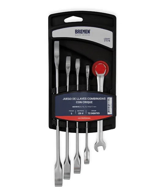 LLAVE COMBINADA C/CRIQUE JGO. 10 PZ.  [MM y SAE] BREMEN® - BR7777