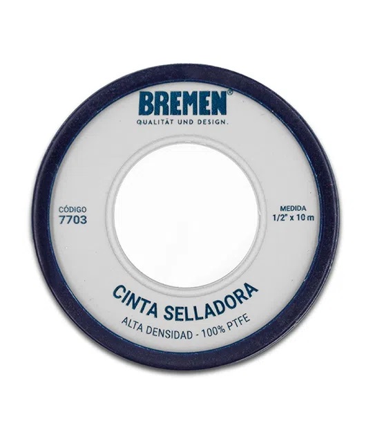 CINTA SELLADORA (PTFE) 1/2" x ALTA DENSIDAD x 10 m (caja x 10 u.) BREMEN® - BR7703