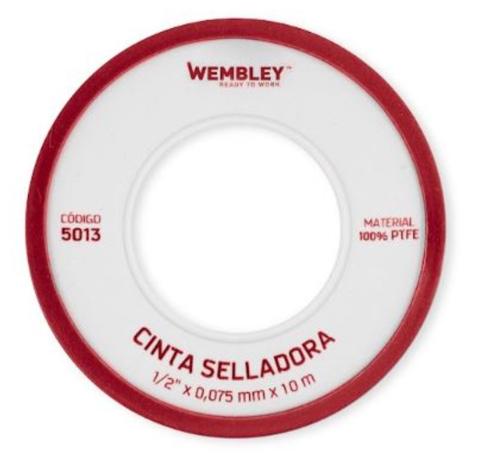 CINTA SELLADORA (PTFE) 1/2" x 0,075 mm x 10 m (caja x 10 u.) WEMBLEY - WE5013