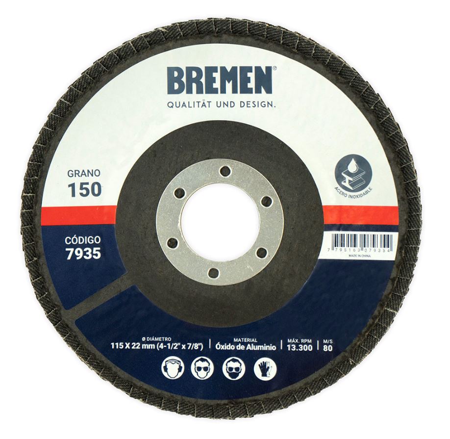 DISCO FLAP OX. ALUM. 4,5" GR.150 (caja x 10 u.) BREMEN® - BR7935