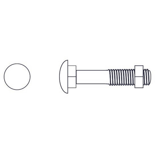 [BCR08032] BULON  CABEZA REDONDA CON TUERCA   [016]  5/16" x 1-1/4"  (Caja x 240 uni) BREMEN® - BCR08032