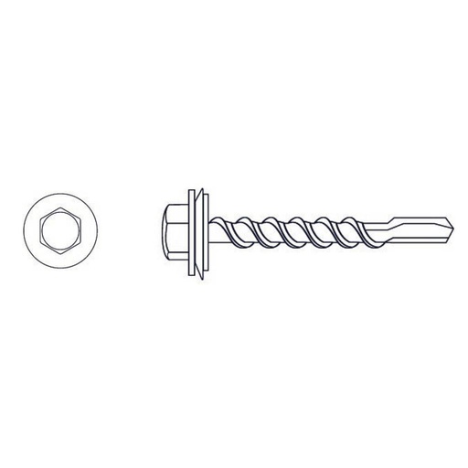 [THM14038] TORNILLO AUTOPERFORANTE C/ARANDELA  HEXAGONAL MECHA   14 x 1-1/2"  (Caja x 400 uni) BREMEN® - THM14038