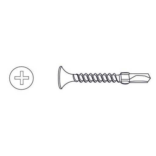 [TFMA12063] TORNILLO AUTOPERFORANTE CON ALAS  FRESADA MECHA [008]  12 x 2-1/2"  (Caja x 300 uni) BREMEN® - TFMA12063