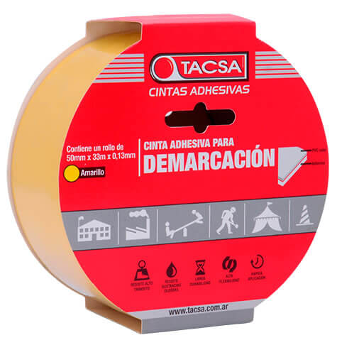[TA3009] CINTA ADHESIVA PARA DEMARCACION 50 mm x 33 mts AMARILLA TACSA - TA3009