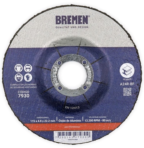 [BR7930] DISCO DE DESBASTE 4,5 x 4,8 mm (caja x 10 u.) BREMEN® - BR7930