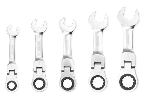[BR8263] LLAVE COMBINADA C/CRIQUE CORTA ARTICULADA  JGO. 5 PZ. [8-14mm] BREMEN® - BR8263