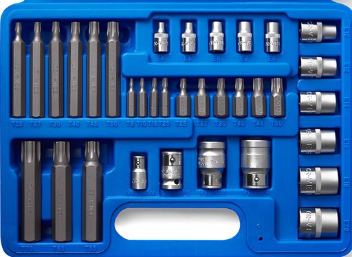 [BR3159] BOCALLAVE JGO. Y PUNTA ATORN. 34 Pz TORX ENC.3/8 BREMEN® - BR3159